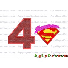SuperGirl Applique 02 Embroidery Design Birthday Number 4