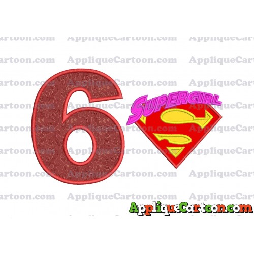 SuperGirl Applique 02 Embroidery Design Birthday Number 6