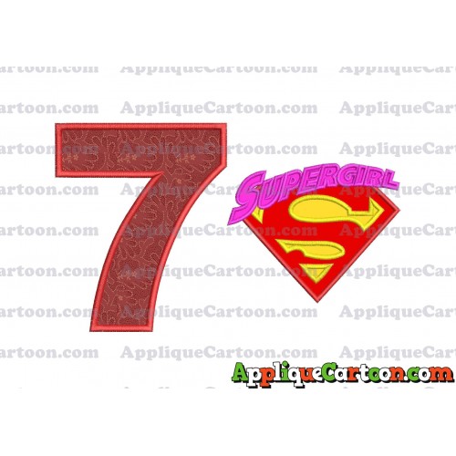 SuperGirl Applique 02 Embroidery Design Birthday Number 7