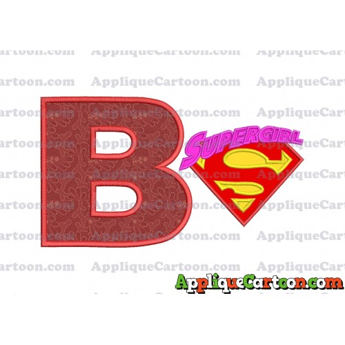 SuperGirl Applique 02 Embroidery Design With Alphabet B