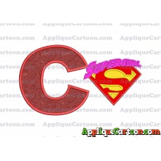 SuperGirl Applique 02 Embroidery Design With Alphabet C