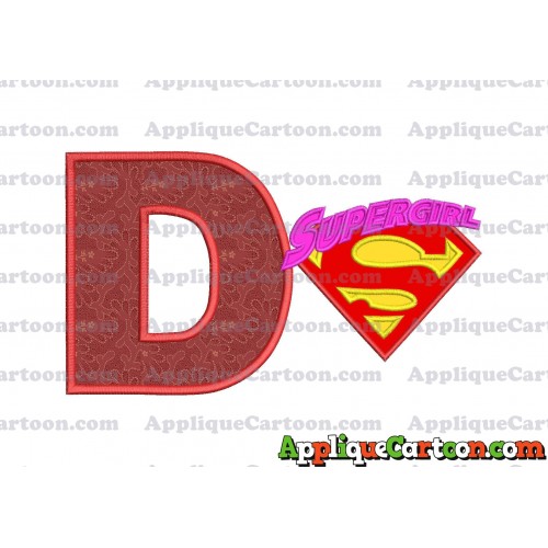 SuperGirl Applique 02 Embroidery Design With Alphabet D