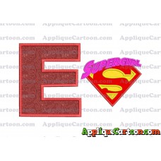 SuperGirl Applique 02 Embroidery Design With Alphabet E