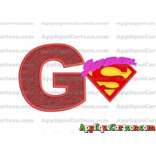 SuperGirl Applique 02 Embroidery Design With Alphabet G
