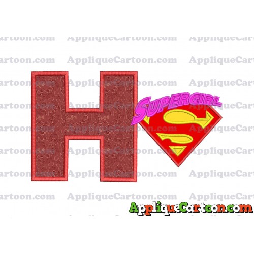 SuperGirl Applique 02 Embroidery Design With Alphabet H
