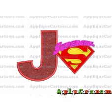 SuperGirl Applique 02 Embroidery Design With Alphabet J