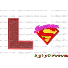 SuperGirl Applique 02 Embroidery Design With Alphabet L