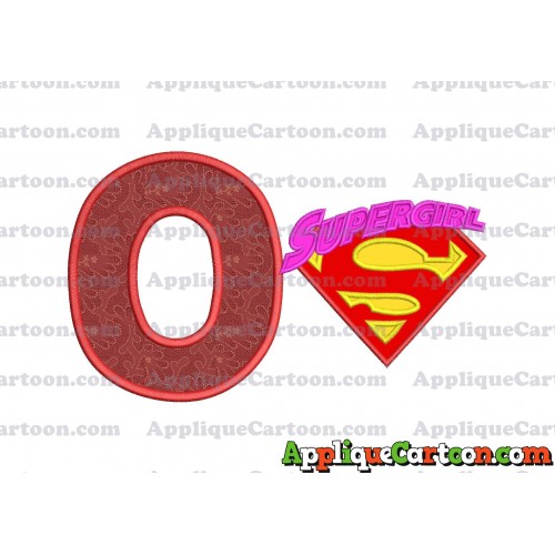 SuperGirl Applique 02 Embroidery Design With Alphabet O