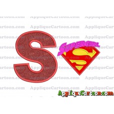 SuperGirl Applique 02 Embroidery Design With Alphabet S