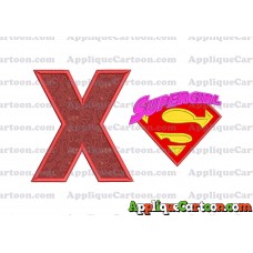 SuperGirl Applique 02 Embroidery Design With Alphabet X