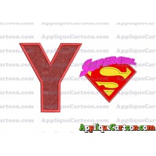 SuperGirl Applique 02 Embroidery Design With Alphabet Y