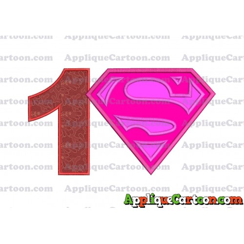 SuperGirl Applique Embroidery Design Birthday Number 1