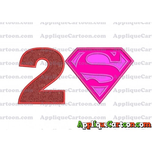SuperGirl Applique Embroidery Design Birthday Number 2