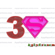 SuperGirl Applique Embroidery Design Birthday Number 3