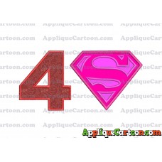 SuperGirl Applique Embroidery Design Birthday Number 4