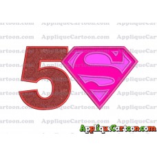 SuperGirl Applique Embroidery Design Birthday Number 5