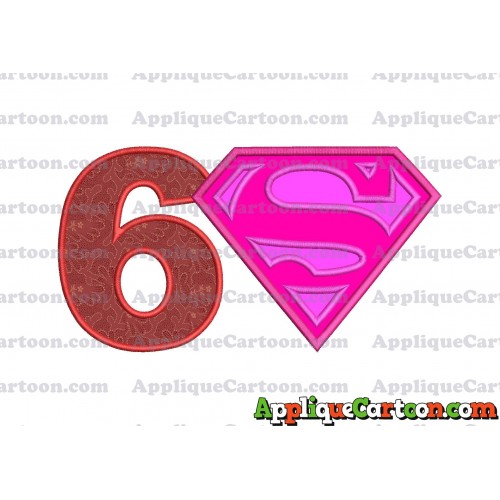 SuperGirl Applique Embroidery Design Birthday Number 6