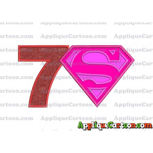 SuperGirl Applique Embroidery Design Birthday Number 7