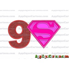 SuperGirl Applique Embroidery Design Birthday Number 9