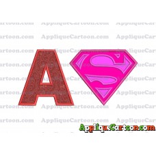SuperGirl Applique Embroidery Design With Alphabet A