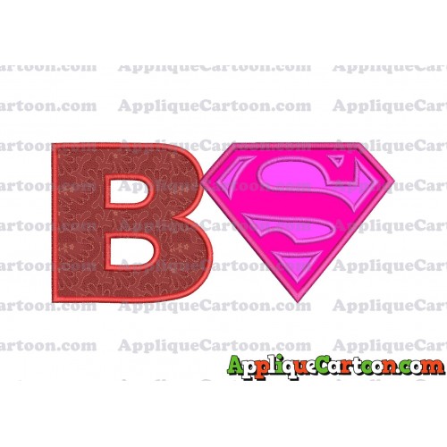 SuperGirl Applique Embroidery Design With Alphabet B