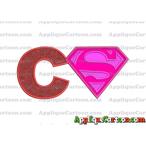 SuperGirl Applique Embroidery Design With Alphabet C