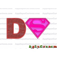 SuperGirl Applique Embroidery Design With Alphabet D