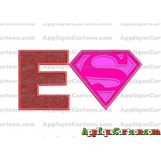 SuperGirl Applique Embroidery Design With Alphabet E