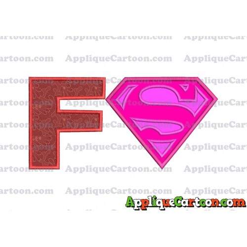 SuperGirl Applique Embroidery Design With Alphabet F