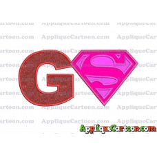 SuperGirl Applique Embroidery Design With Alphabet G