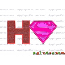 SuperGirl Applique Embroidery Design With Alphabet H