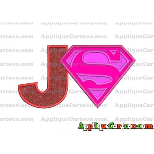 SuperGirl Applique Embroidery Design With Alphabet J