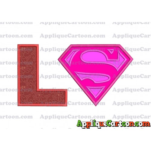 SuperGirl Applique Embroidery Design With Alphabet L