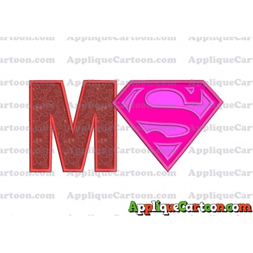 SuperGirl Applique Embroidery Design With Alphabet M