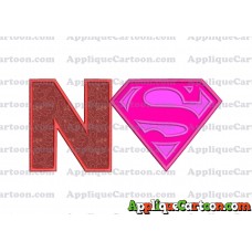 SuperGirl Applique Embroidery Design With Alphabet N