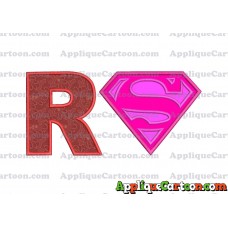 SuperGirl Applique Embroidery Design With Alphabet R