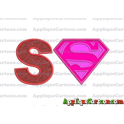 SuperGirl Applique Embroidery Design With Alphabet S