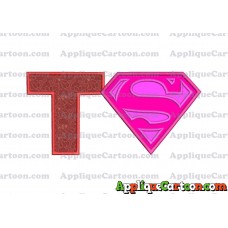 SuperGirl Applique Embroidery Design With Alphabet T