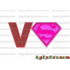 SuperGirl Applique Embroidery Design With Alphabet V
