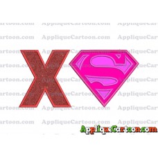 SuperGirl Applique Embroidery Design With Alphabet X