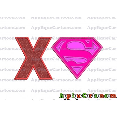 SuperGirl Applique Embroidery Design With Alphabet X