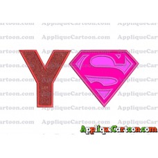 SuperGirl Applique Embroidery Design With Alphabet Y