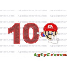 Super Mario Applique 02 Embroidery Design Birthday Number 10