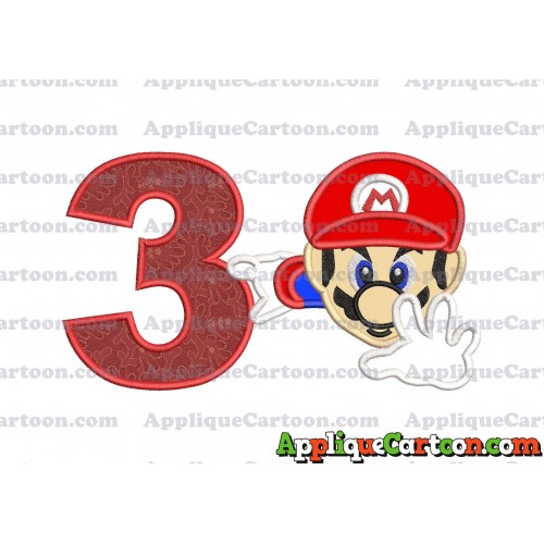 Super Mario Applique 02 Embroidery Design Birthday Number 3