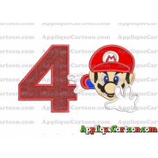 Super Mario Applique 02 Embroidery Design Birthday Number 4