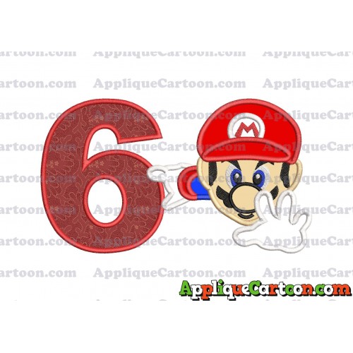 Super Mario Applique 02 Embroidery Design Birthday Number 6