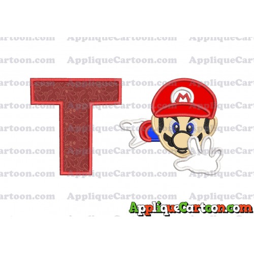 Super Mario Applique 02 Embroidery Design With Alphabet T
