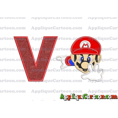 Super Mario Applique 02 Embroidery Design With Alphabet V