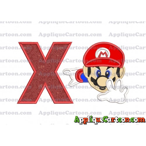 Super Mario Applique 02 Embroidery Design With Alphabet X