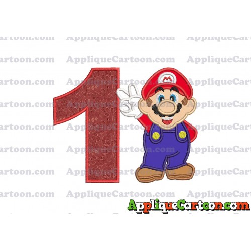 Super Mario Applique Embroidery Design Birthday Number 1